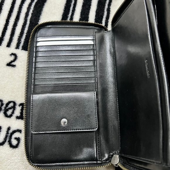 Coach Signature Double Zip Travel Organizer with Wrist Strap Black Oxblood - Picture 8 of 12